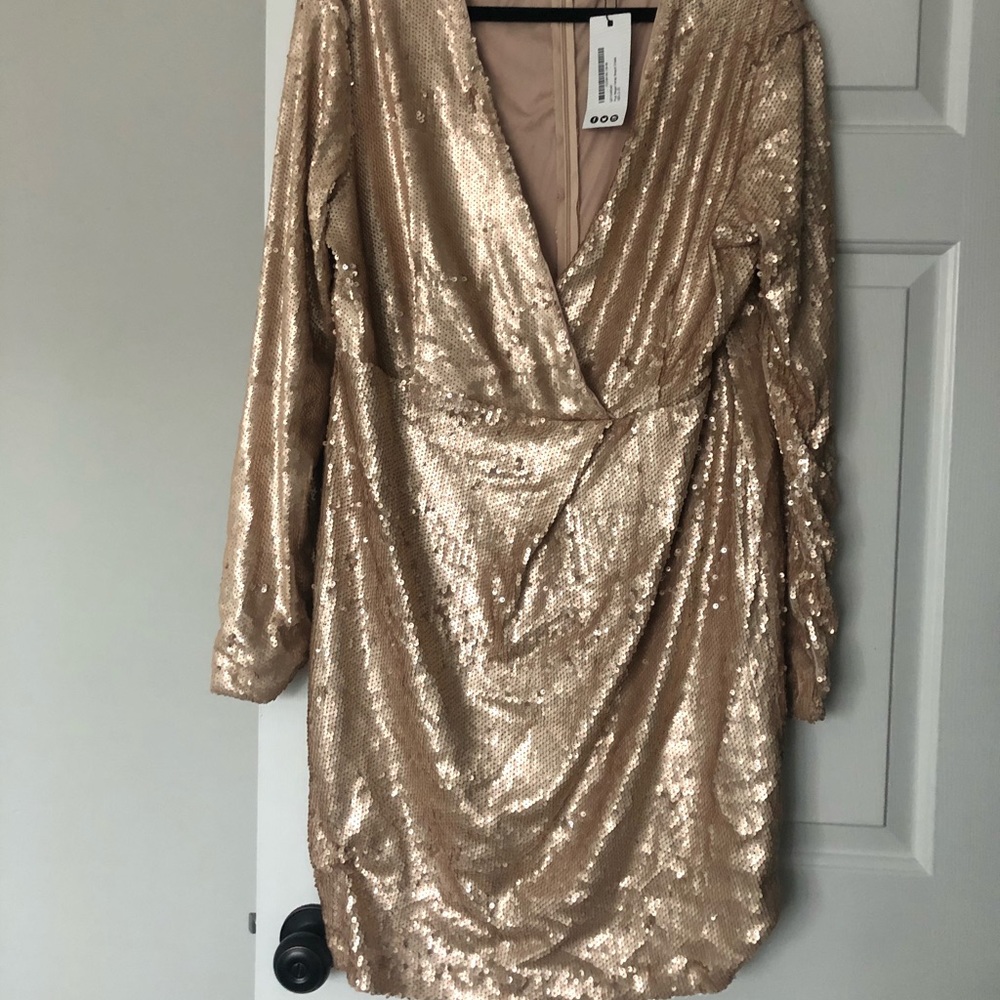 Gold Wrap Sequin Dress